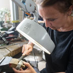 Jennie Gill at work in her studio at Yorkshire Art Space’ Persistence Works in Sheffield 2017